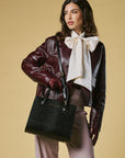 Patrizia (black) - Italian calf leather women's handbag (with shoulder strap)