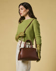 Zita (brown) - Italian calf leather women's handbag (with shoulder strap)