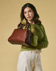 Zita (brown) - Italian calf leather women's handbag (with shoulder strap)