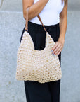 Dahlia Woven Straw Shoulder Bag