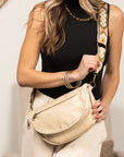 Callie Fold Over Leather Crossbody Sling Bag