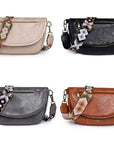 Callie Fold Over Leather Crossbody Sling Bag
