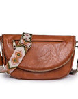 Callie Fold Over Leather Crossbody Sling Bag