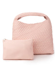 The Willow | Large Woven Vegan Leather Tote - Light Pink