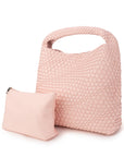 The Willow | Large Woven Vegan Leather Tote - Light Pink
