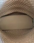The Willow | Large Woven Vegan Leather Tote - Khaki
