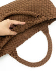 The Charli | Large Woven Neoprene Tote with Wristlet | Chocolate