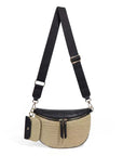 Valentina Mixed Media Straw Sling Crossbody Bag