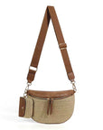 Valentina Mixed Media Straw Sling Crossbody Bag