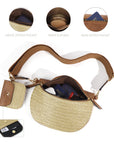 Valentina Mixed Media Straw Sling Crossbody Bag