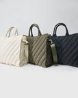 Carmen Chevron Stripe Large Puffer Tote — front view