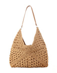 Dahlia Woven Straw Shoulder Bag