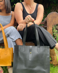 Large Leather Handbag — Ink Black