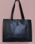 Large Leather Handbag — Ink Black