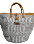 Ash Wisdom Striped Handwoven Sisal Straw Basket Tote
