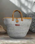 Ash Wisdom Striped Handwoven Sisal Straw Basket Tote