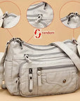 Fashion Multi Zipper Crossbody Bag, Soft Vegan Leather Shoulder Bag, Women's Multi Pockets Handbag Purse