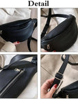 Women Black PU Leather Chest Luxurious Bags Fashionable Crossbody Waist Purse Unisex Fanny Bag Modern Traveling Bag
