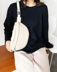 Women Black PU Leather Chest Luxurious Bags Fashionable Crossbody Waist Purse Unisex Fanny Bag Modern Traveling Bag