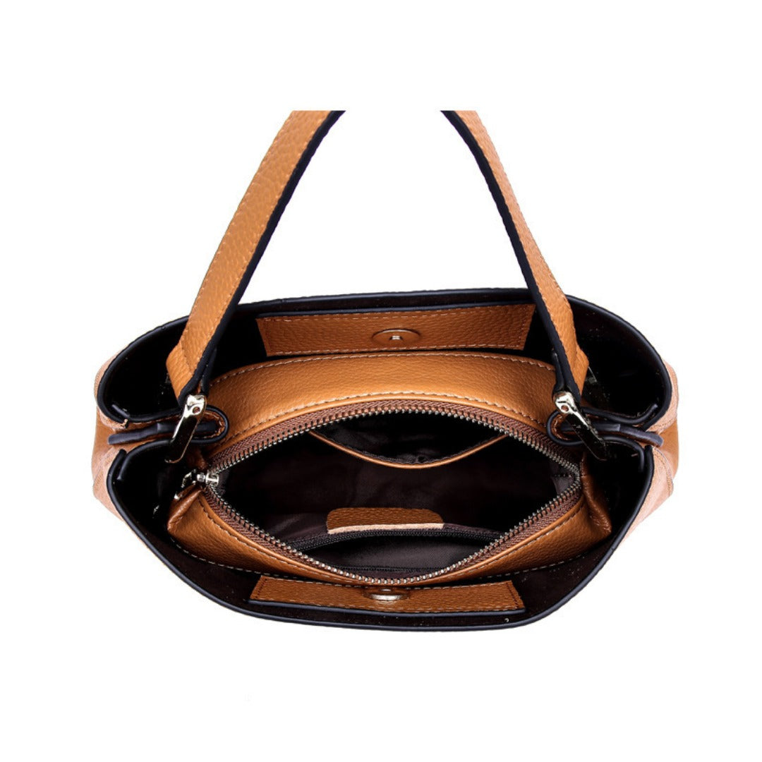 Elegant Genuine Leather Handbag - Fashionable Casual Leather Tote Purse &amp; Shoulder Crossbody Bag for Women