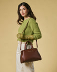 Zita (brown) - Italian calf leather women's handbag (with shoulder strap)