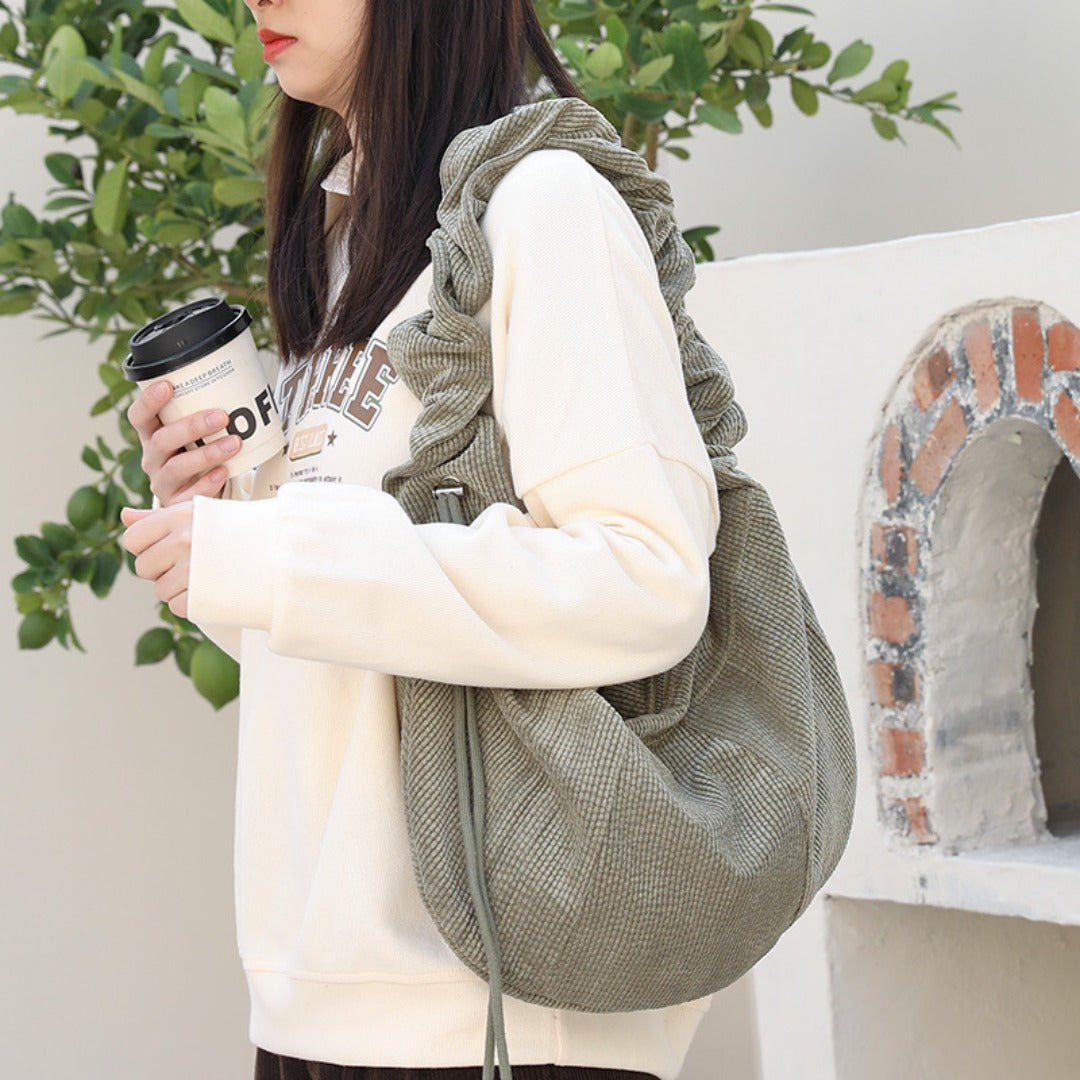 Pleated Hobo Shoulder Bag