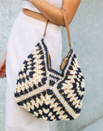 Dahlia Woven Straw Shoulder Bag