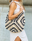 Dahlia Woven Straw Shoulder Bag