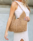 Dahlia Woven Straw Shoulder Bag