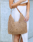 Dahlia Woven Straw Shoulder Bag