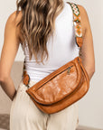 Callie Fold Over Leather Crossbody Sling Bag
