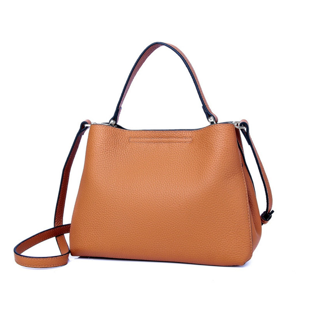 Elegant Genuine Leather Handbag - Fashionable Casual Leather Tote Purse &amp; Shoulder Crossbody Bag for Women