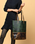 Green Women's Leather Tote