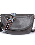Callie Fold Over Leather Crossbody Sling Bag