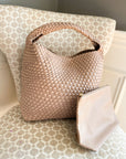 The Willow | Large Woven Vegan Leather Tote - Khaki