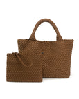 The Charli | Large Woven Neoprene Tote with Wristlet | Chocolate
