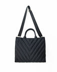 Carmen Chevron Puffer Tote worn as crossbody with included matching strap