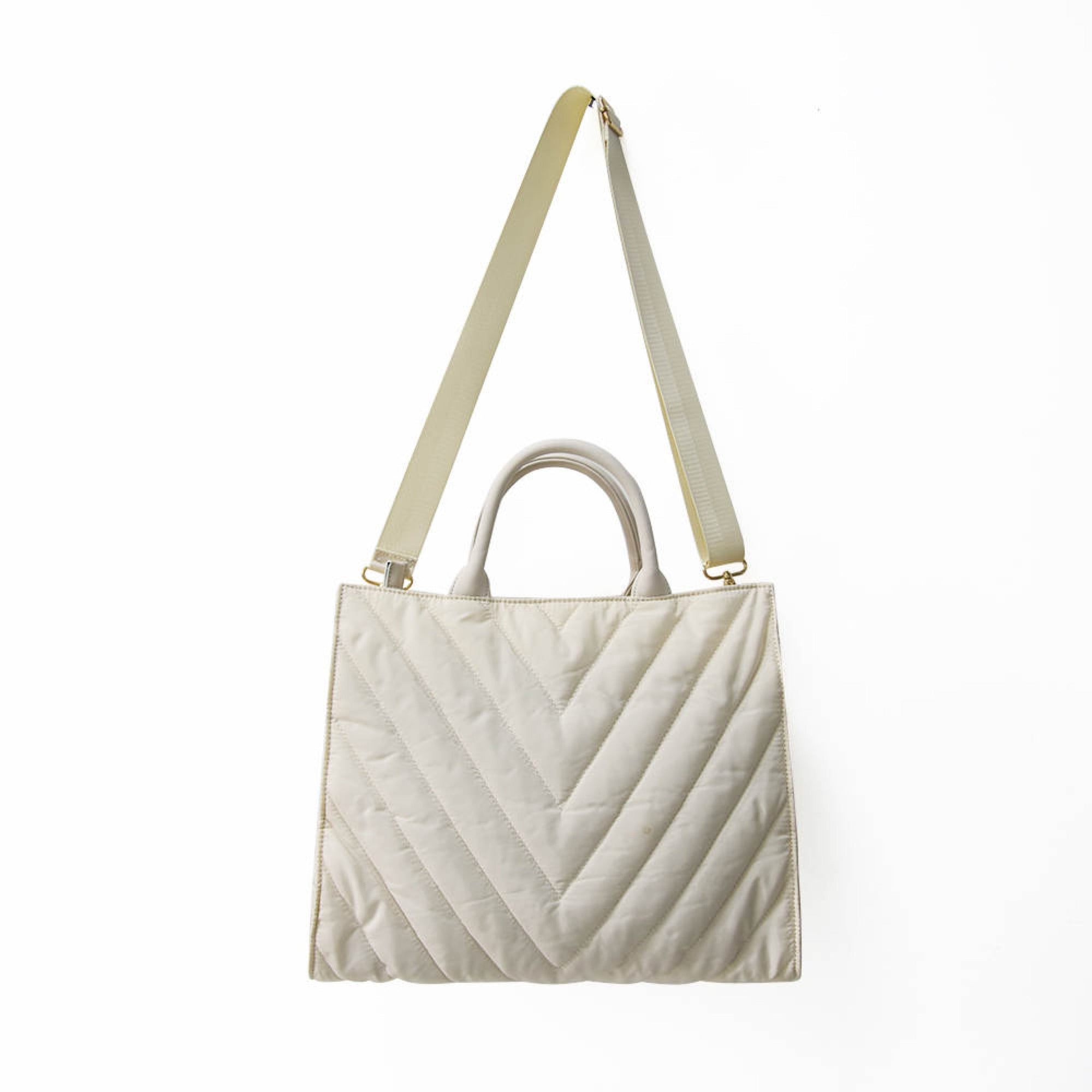 Carmen Puffer Tote in Winter White