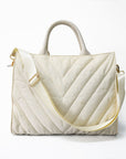 Carmen Chevron Stripe Puffer Tote — all three colorways Black Winter White Olive
