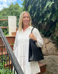 Large Leather Handbag — Ink Black