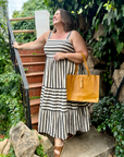 Large Leather Handbag — Caramel