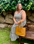 Large Leather Handbag — Caramel