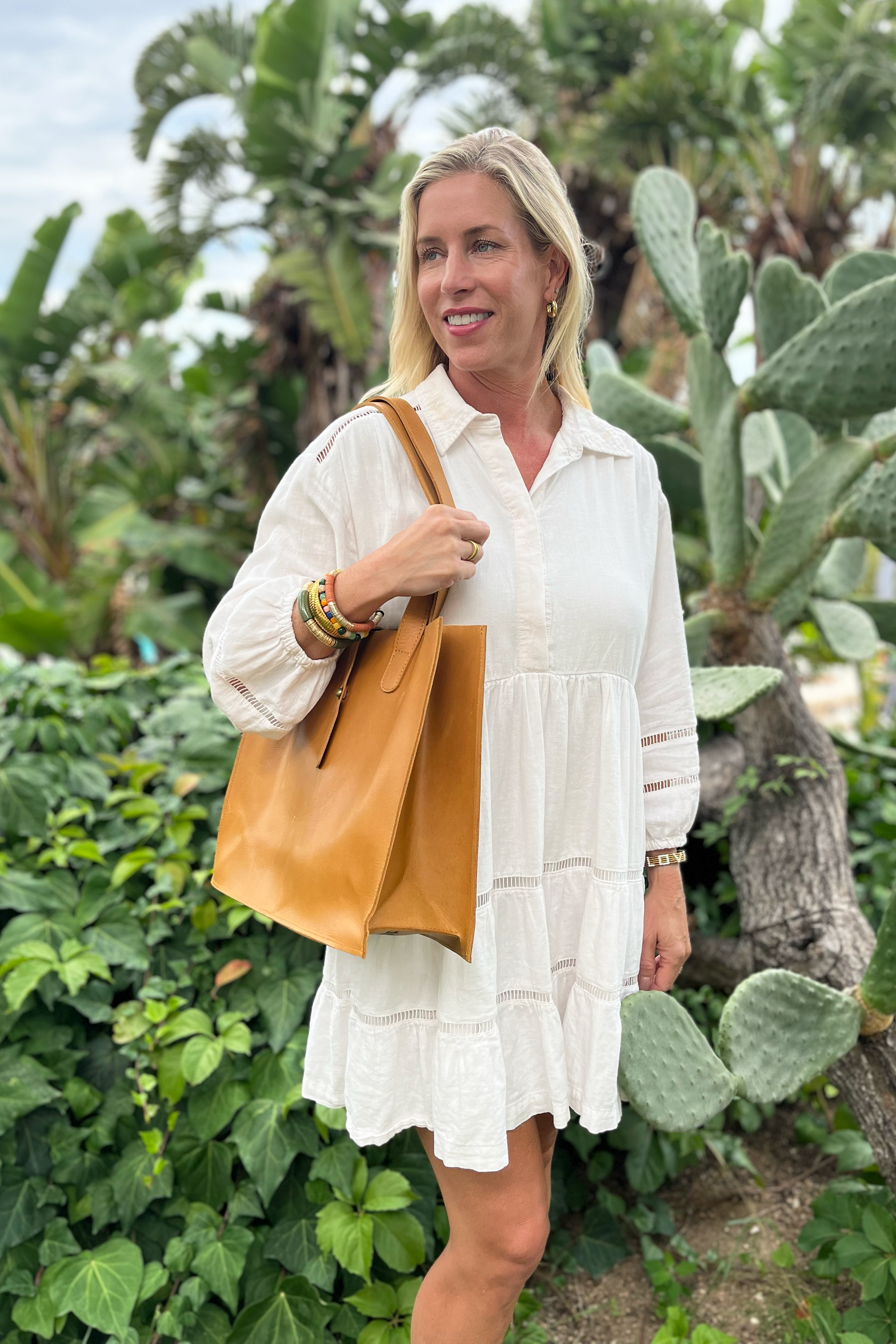 Large Leather Handbag — Caramel