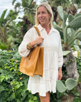 Large Leather Handbag — Caramel