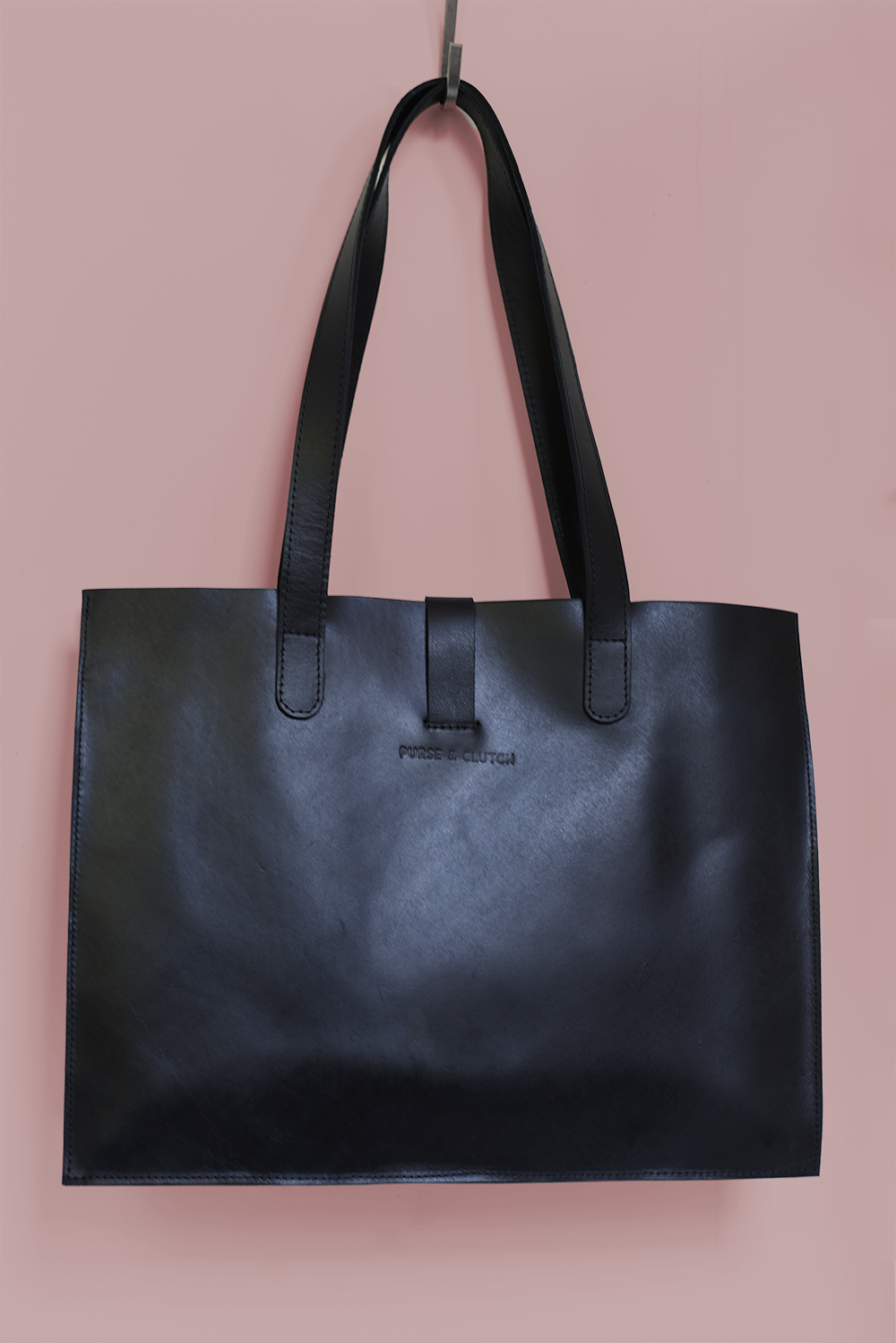 Large Leather Handbag — Ink Black