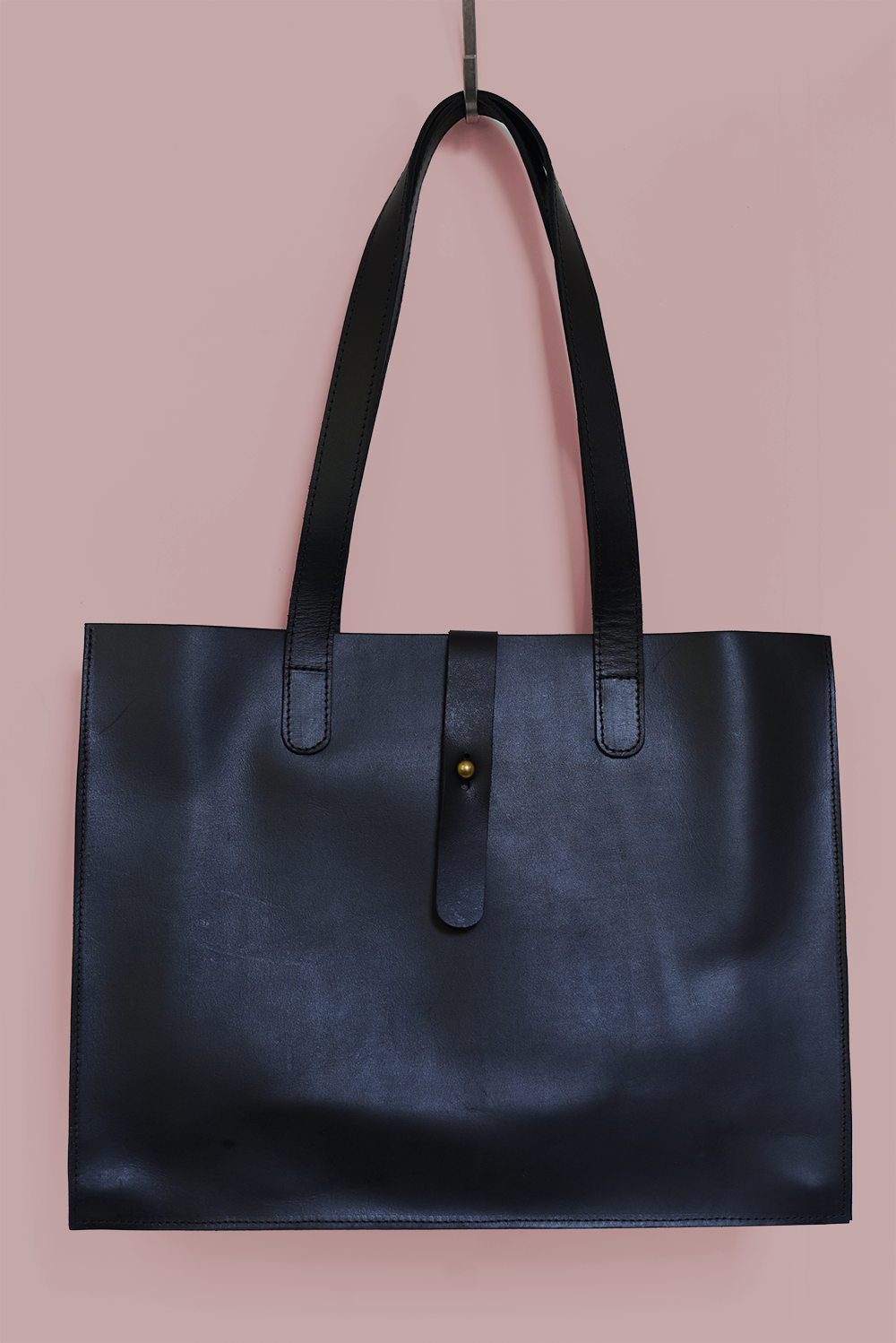 Large Leather Handbag — Ink Black
