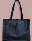 Large Leather Handbag — Ink Black