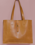 Large Leather Handbag — Caramel