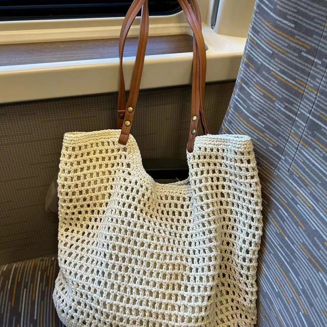 Grid-Knit Hobo