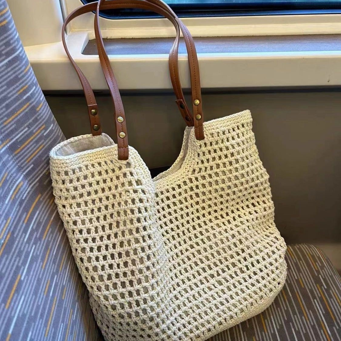 Grid-Knit Hobo